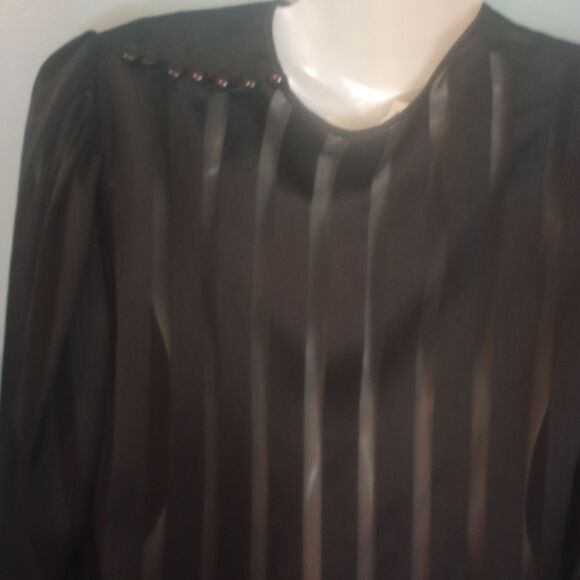 Nipon Blouse sheer striped long sleeve top with accent - Picture 4 of 9